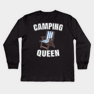 Funny Camper Camping Queen Hiking Outdoor Gift Kids Long Sleeve T-Shirt